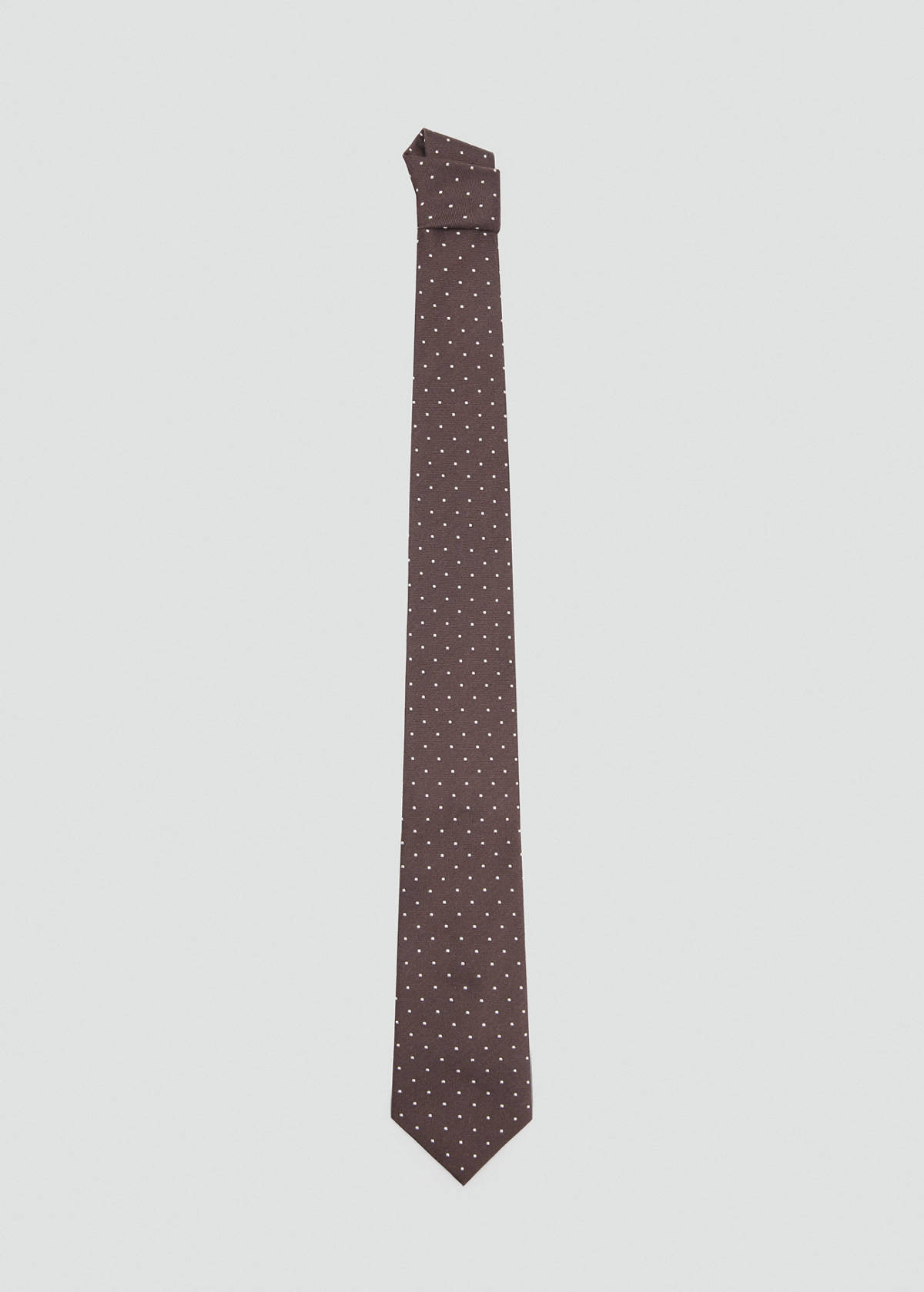 Silk cotton polka dot tie — Chocolate
