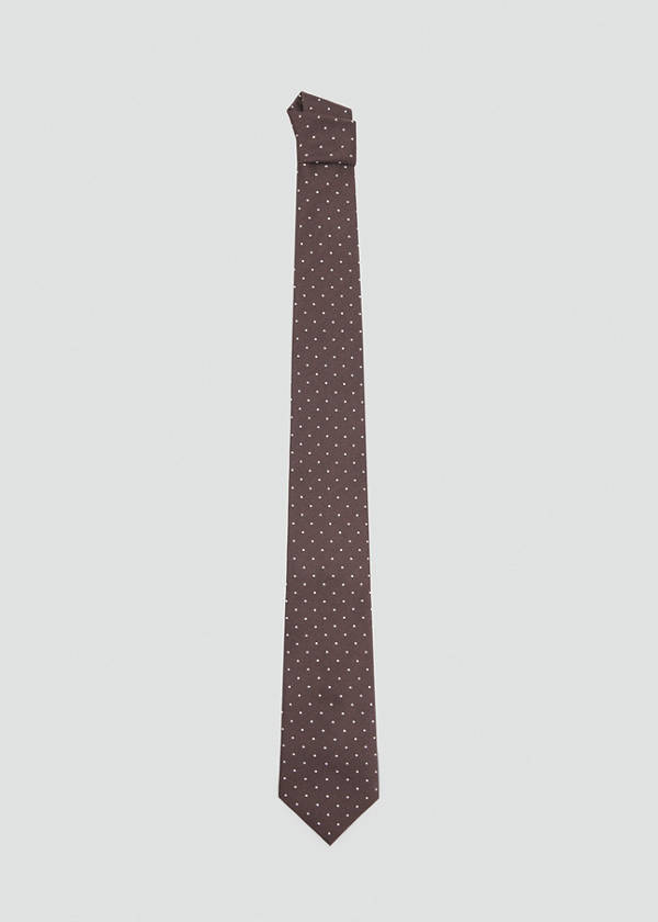 Silk cotton polka dot tie — Chocolate