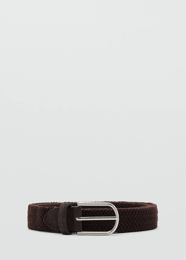 Braided elastic belt — Brown