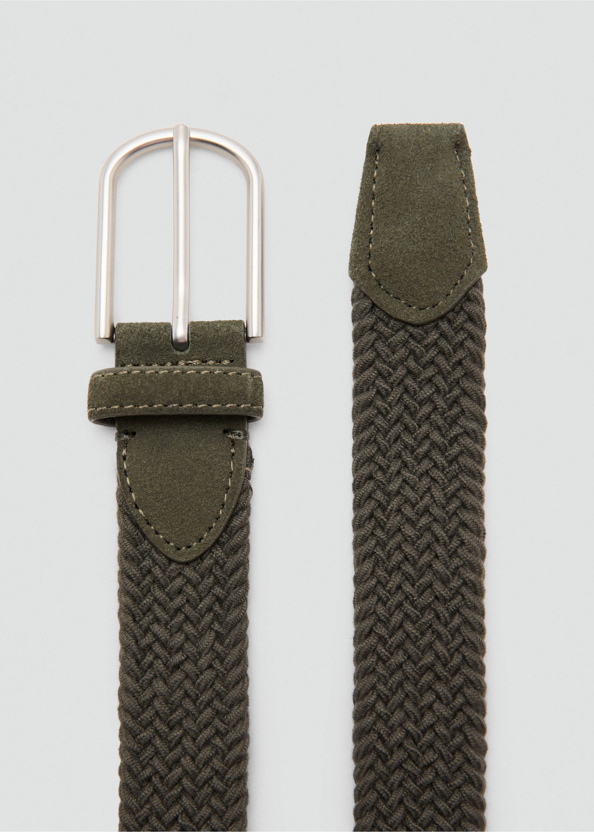 Cinturón 100% piel trenzado - Detalle del artículo 1, Khaki. Ref: 37011363-00.