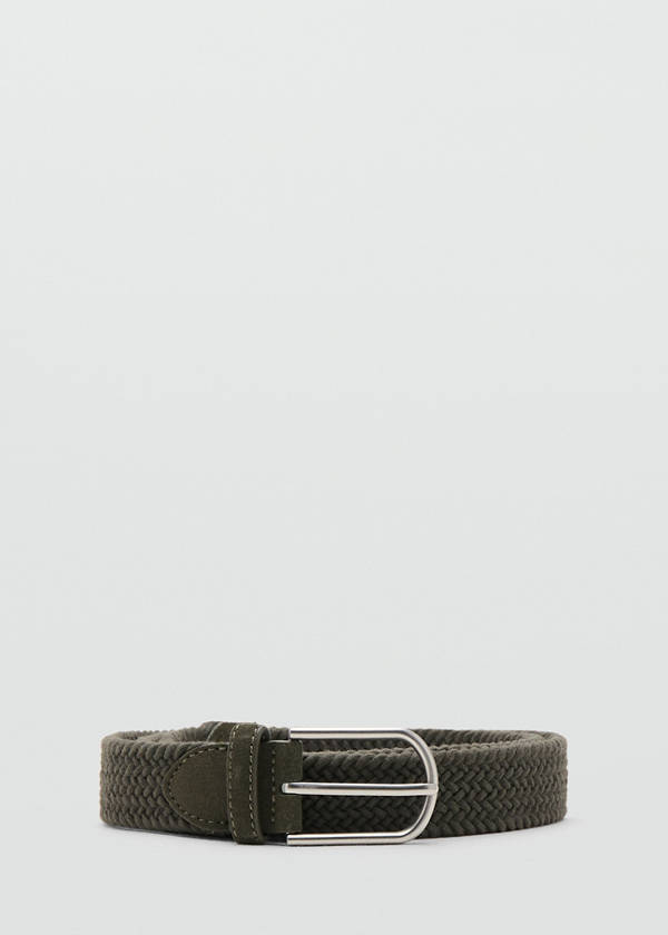 Braided elastic belt — Khaki
