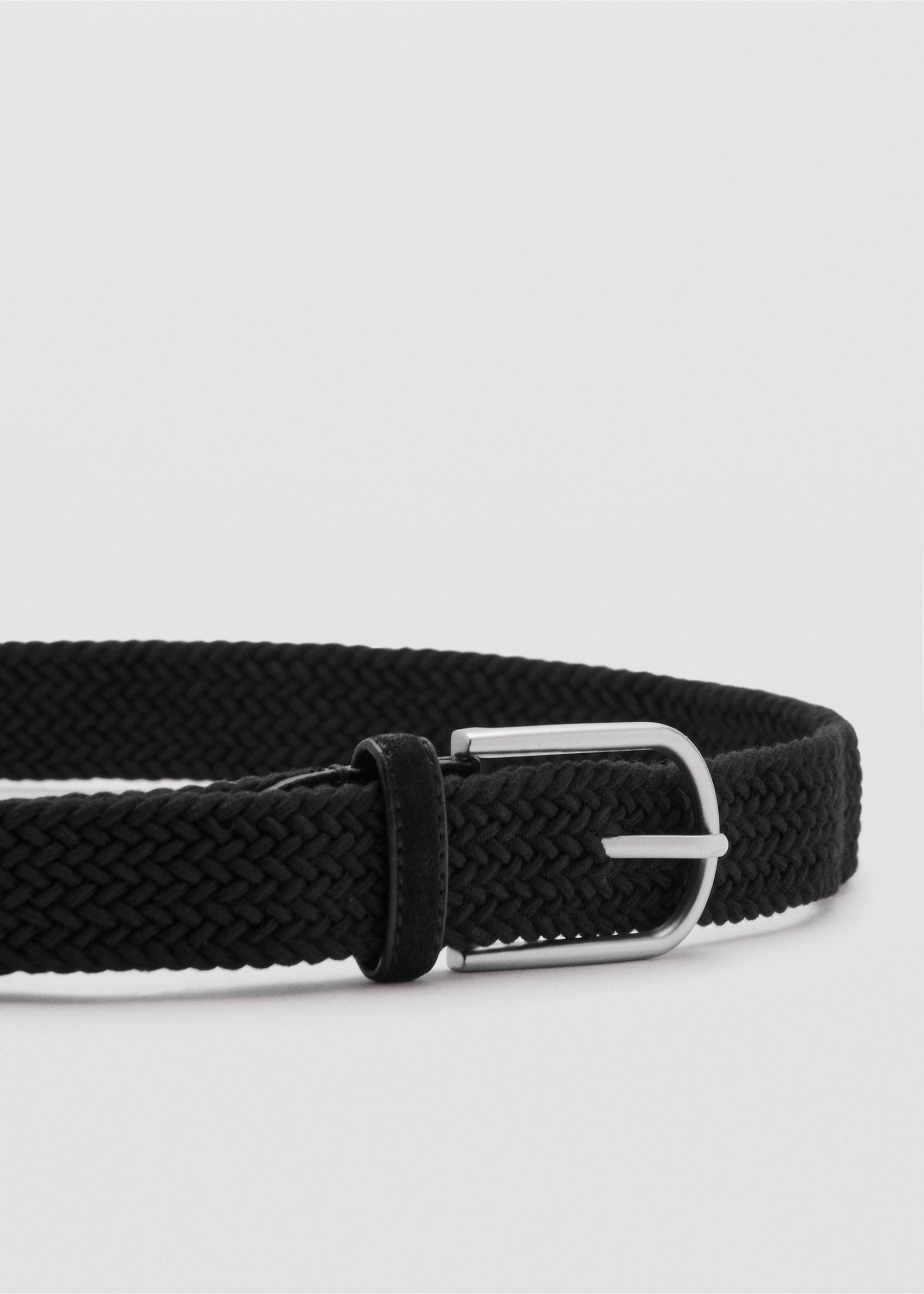 Cinturón 100% piel trenzado - Plano medio, Negro. Ref: 37011363-00.