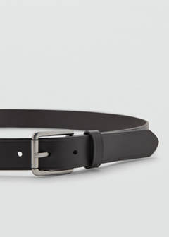 Leather belt with square buckle — Brown 2