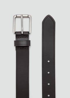 Leather belt with square buckle — Brown 3