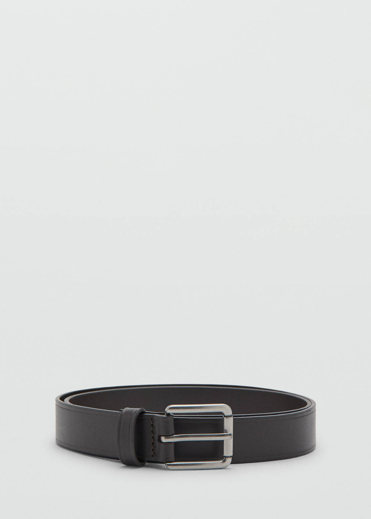 Leather belt with square buckle — Brown