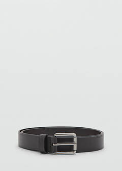 Leather belt with square buckle — Brown 1