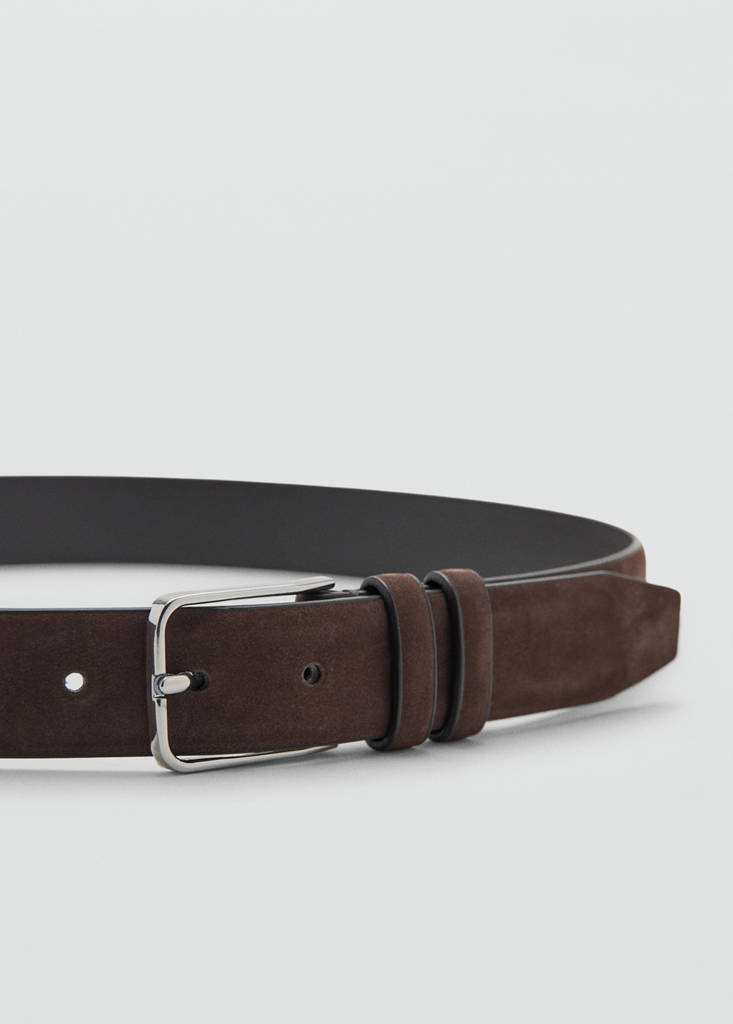 Mango Nappa Leather Belt In Brown