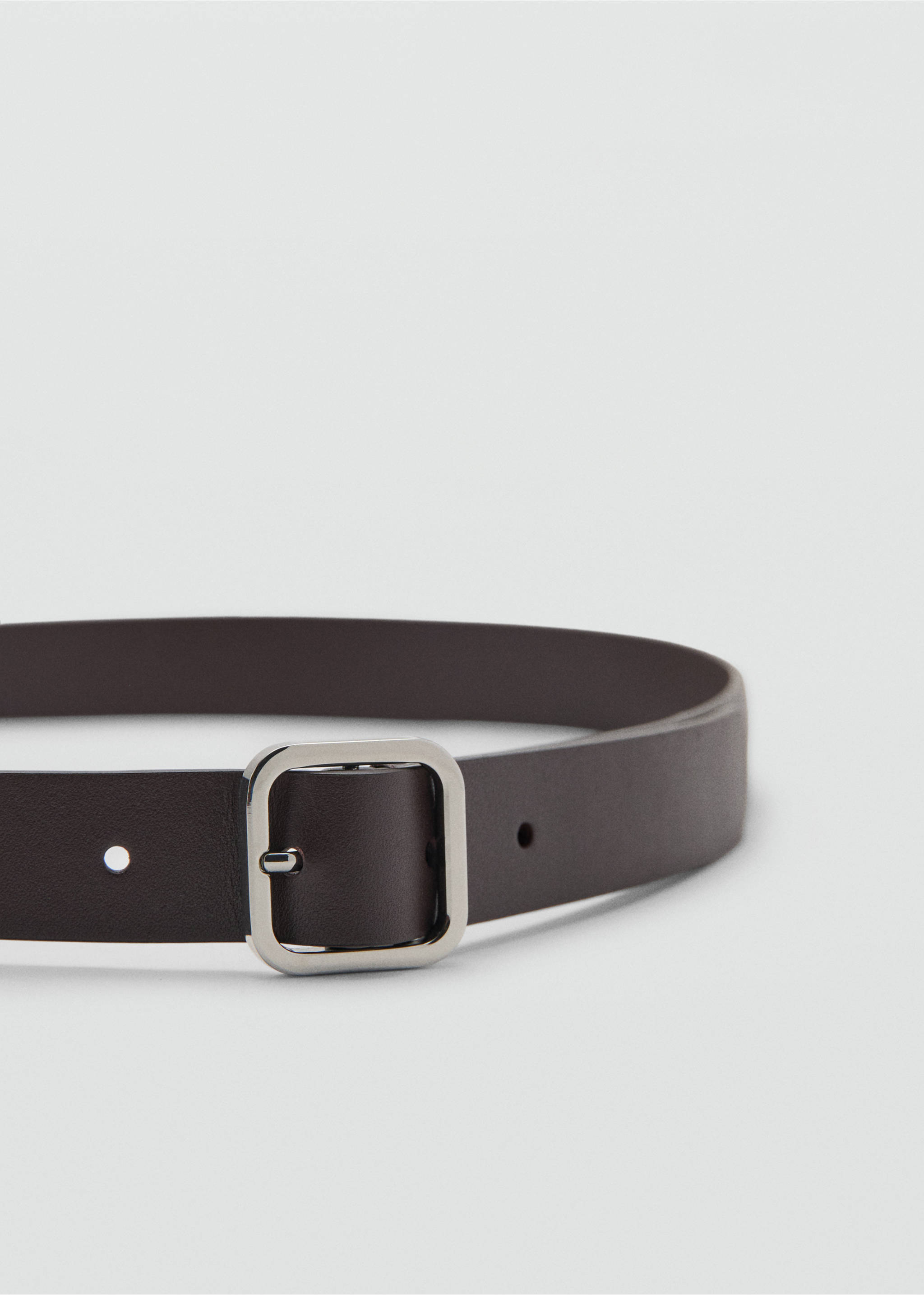 Metal fastening leather belt - Medium plane, Chocolate. Ref: 37011367-00.