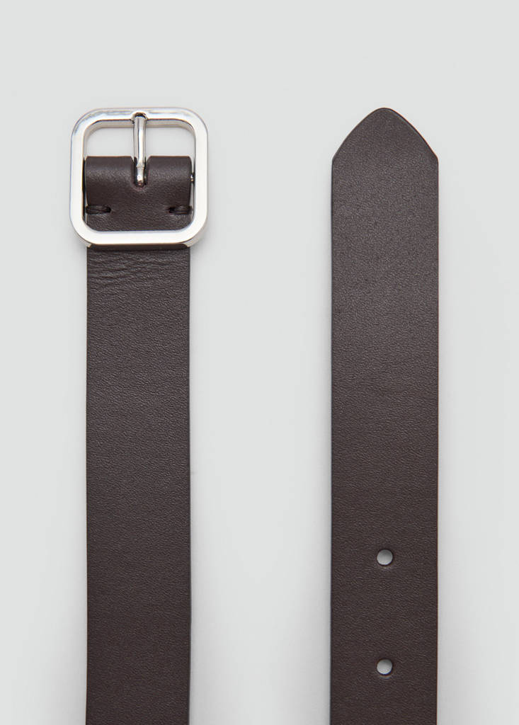 Metal fastening leather belt — Chocolate