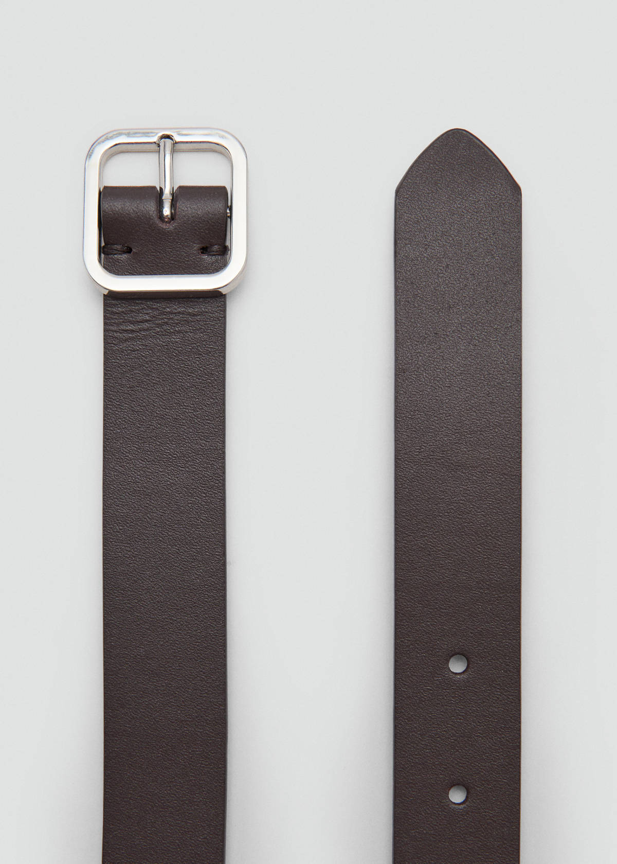 Metal fastening leather belt — Chocolate