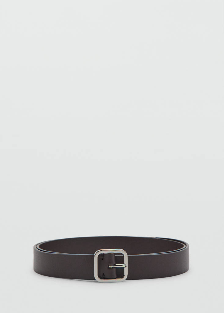 Metal fastening leather belt — Chocolate