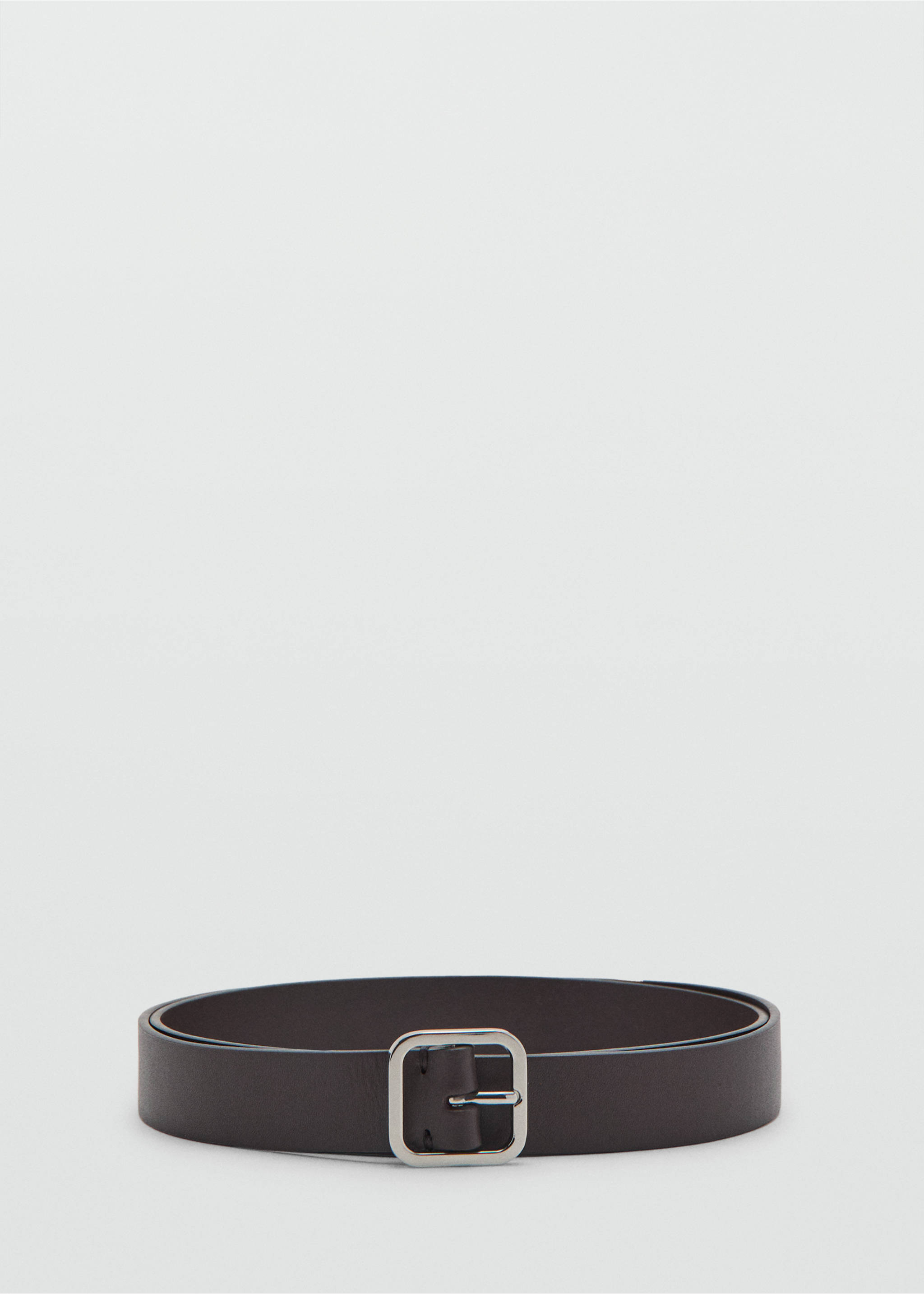 Metal fastening leather belt - Article without model, Chocolate. Ref: 37011367-00.