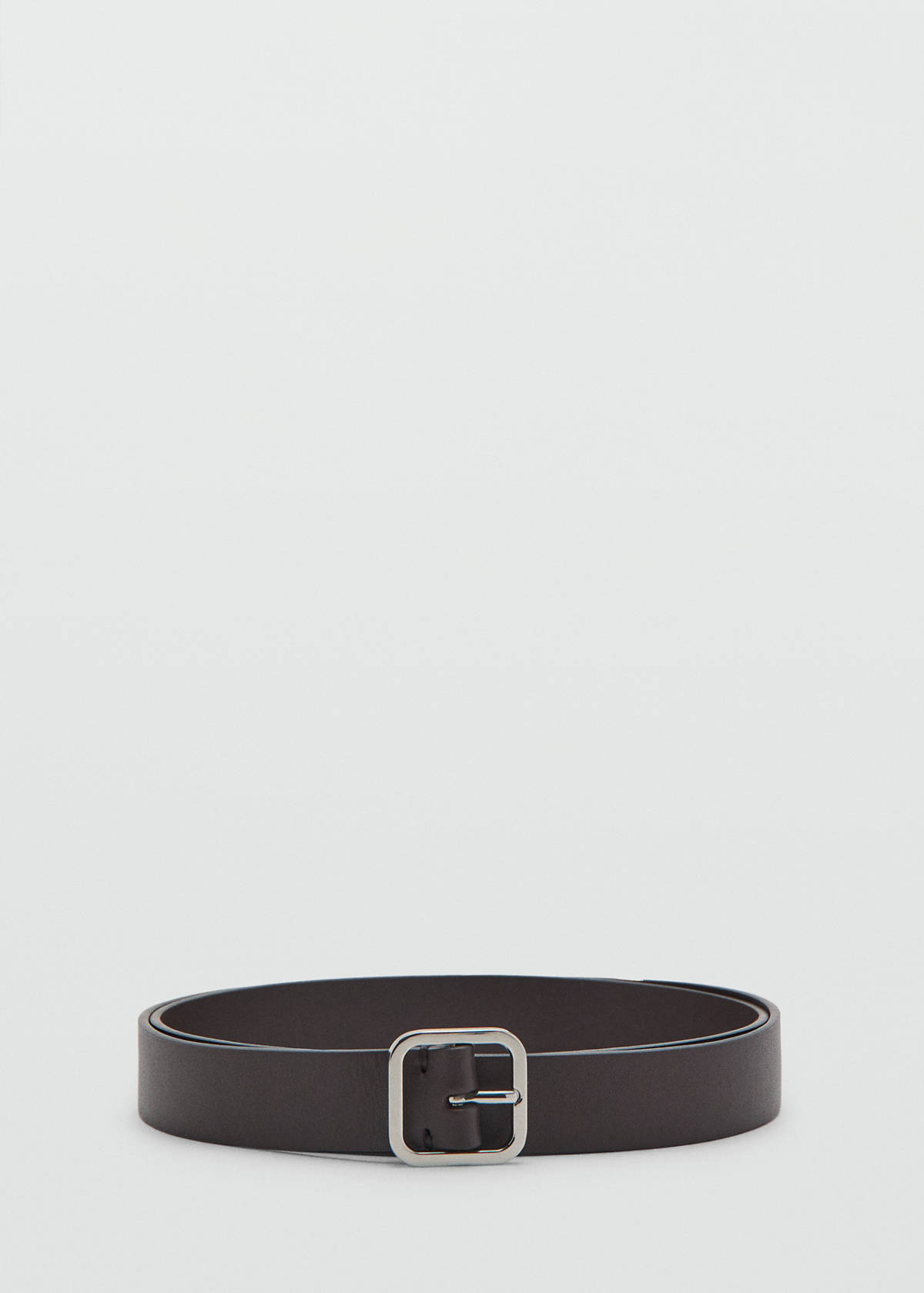 Metal fastening leather belt — Chocolate