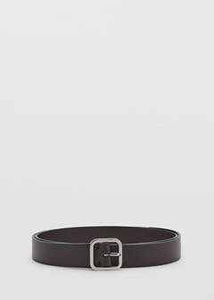 Metal fastening leather belt — Chocolate 1