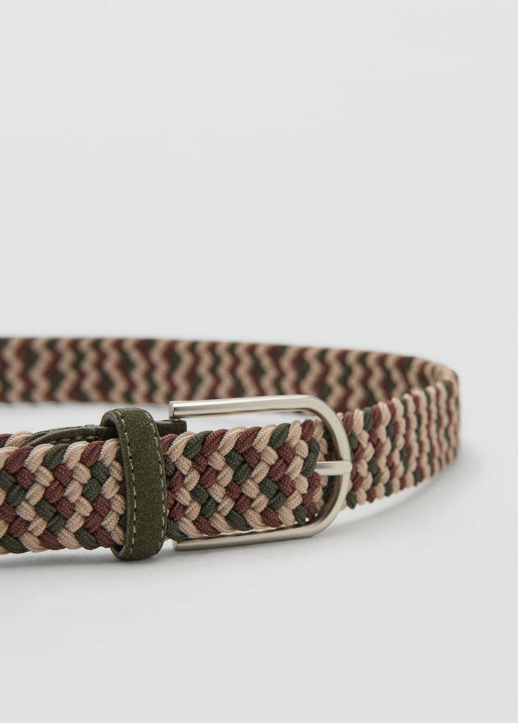 Mango Braided Elastic Coloured Belt In Brown