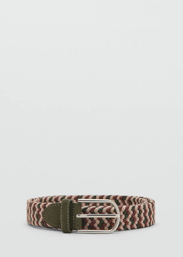 Braided elastic coloured belt — Khaki