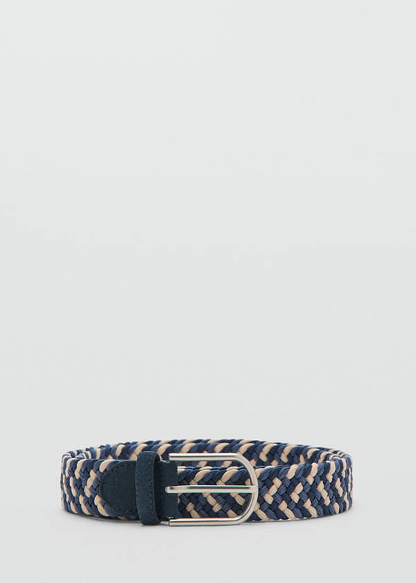 Braided elastic coloured belt — Navy