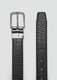 Croc-effect leather belt — Black 3