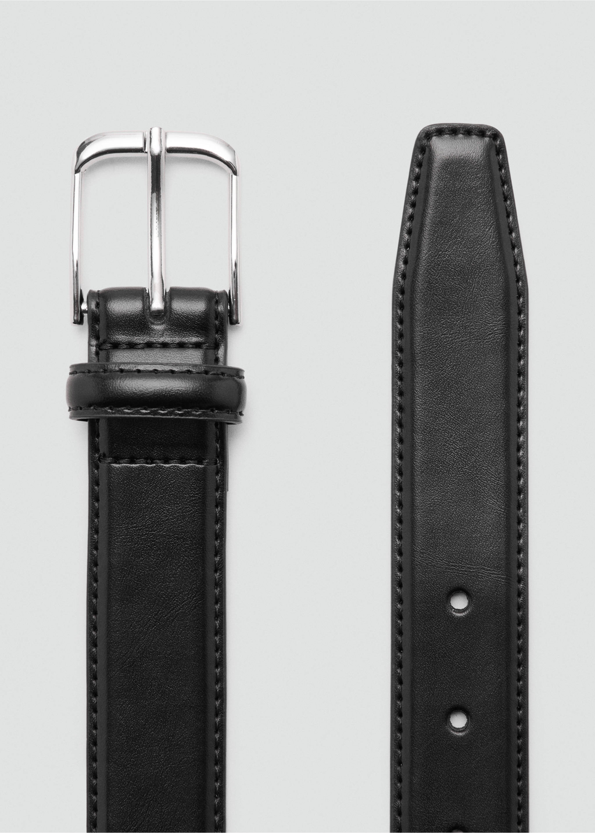 Buckle leather belt - Details of the article 1, Black. Ref: 37011373-00.