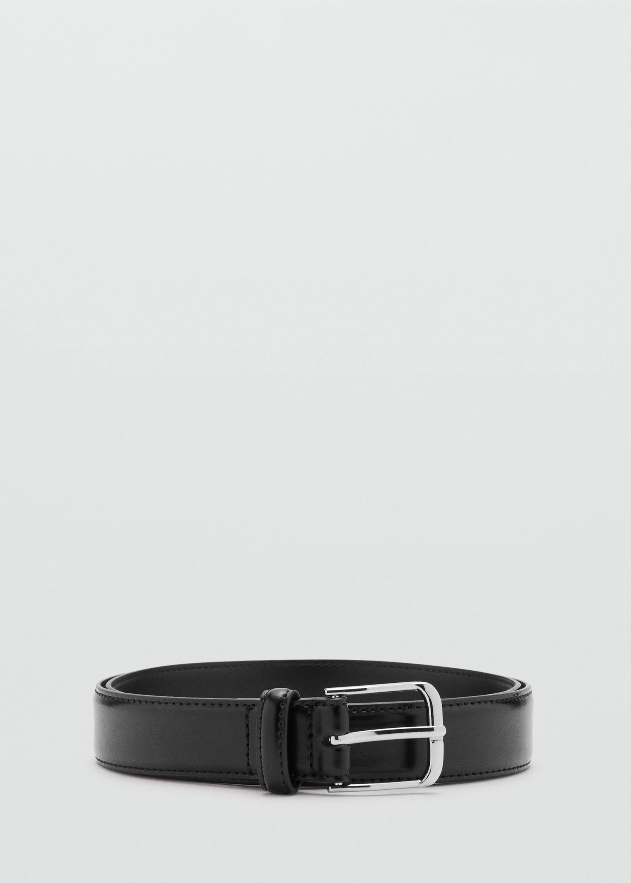 Buckle leather belt - Article without model, Black. Ref: 37011373-00.