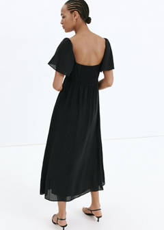 Textured dress with gathered detail — Black 3