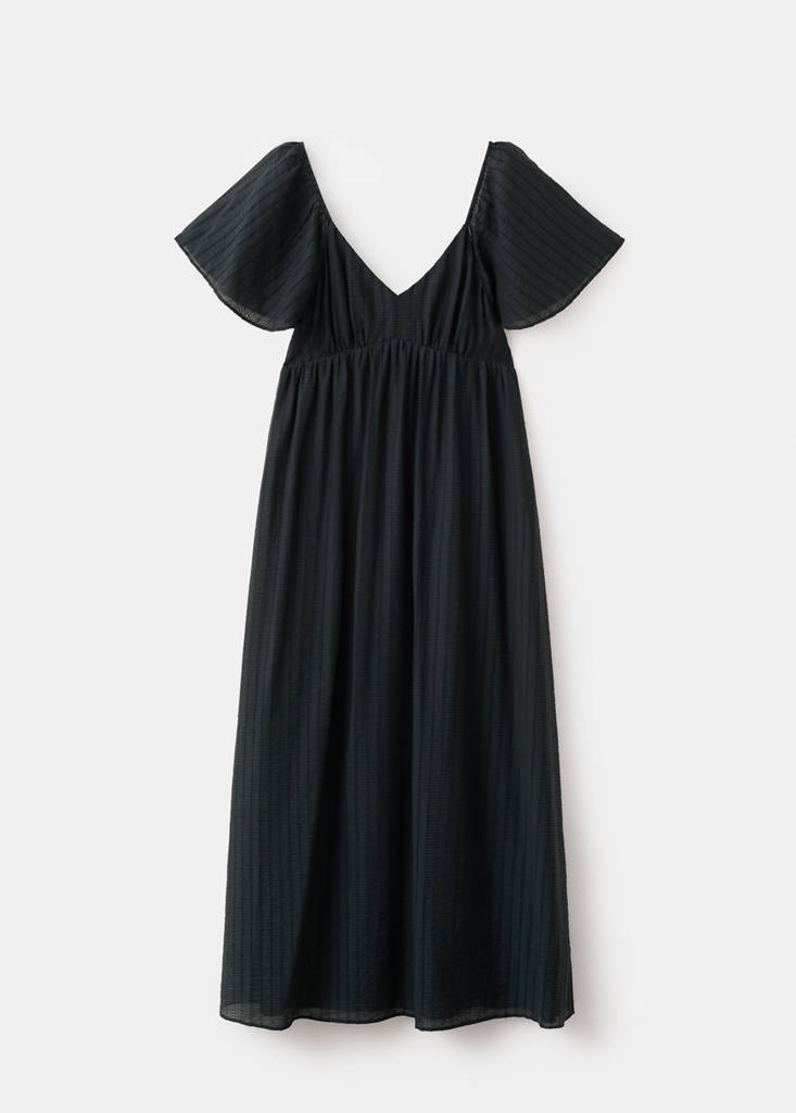 Textured dress with gathered detail — Black