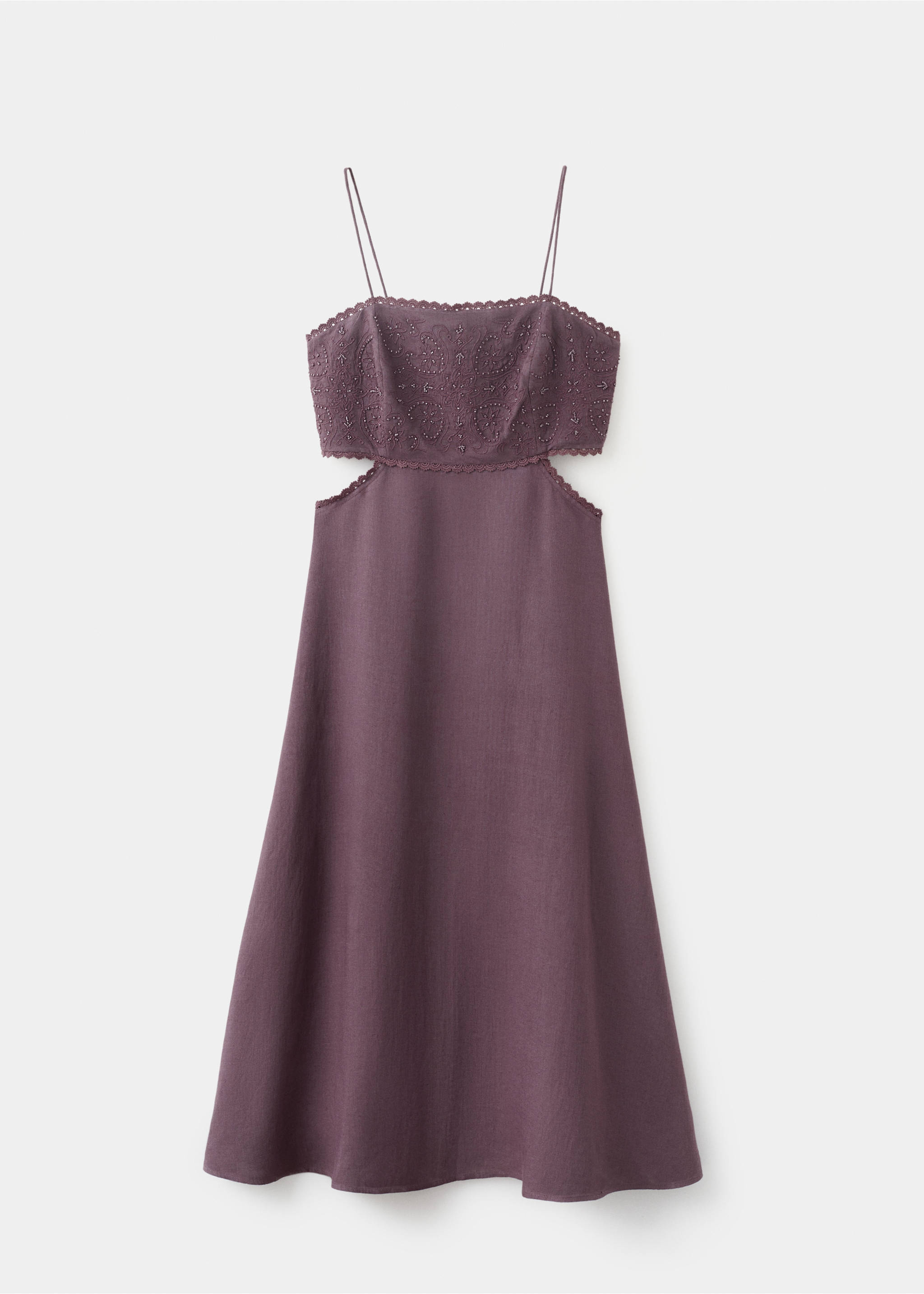 Vestido cut-out bordado com missangas - Artigo sem modelo, Ameixa. Ref: 37011382-00.