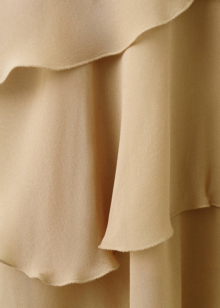 Ruffle dress with bead detail — Beige