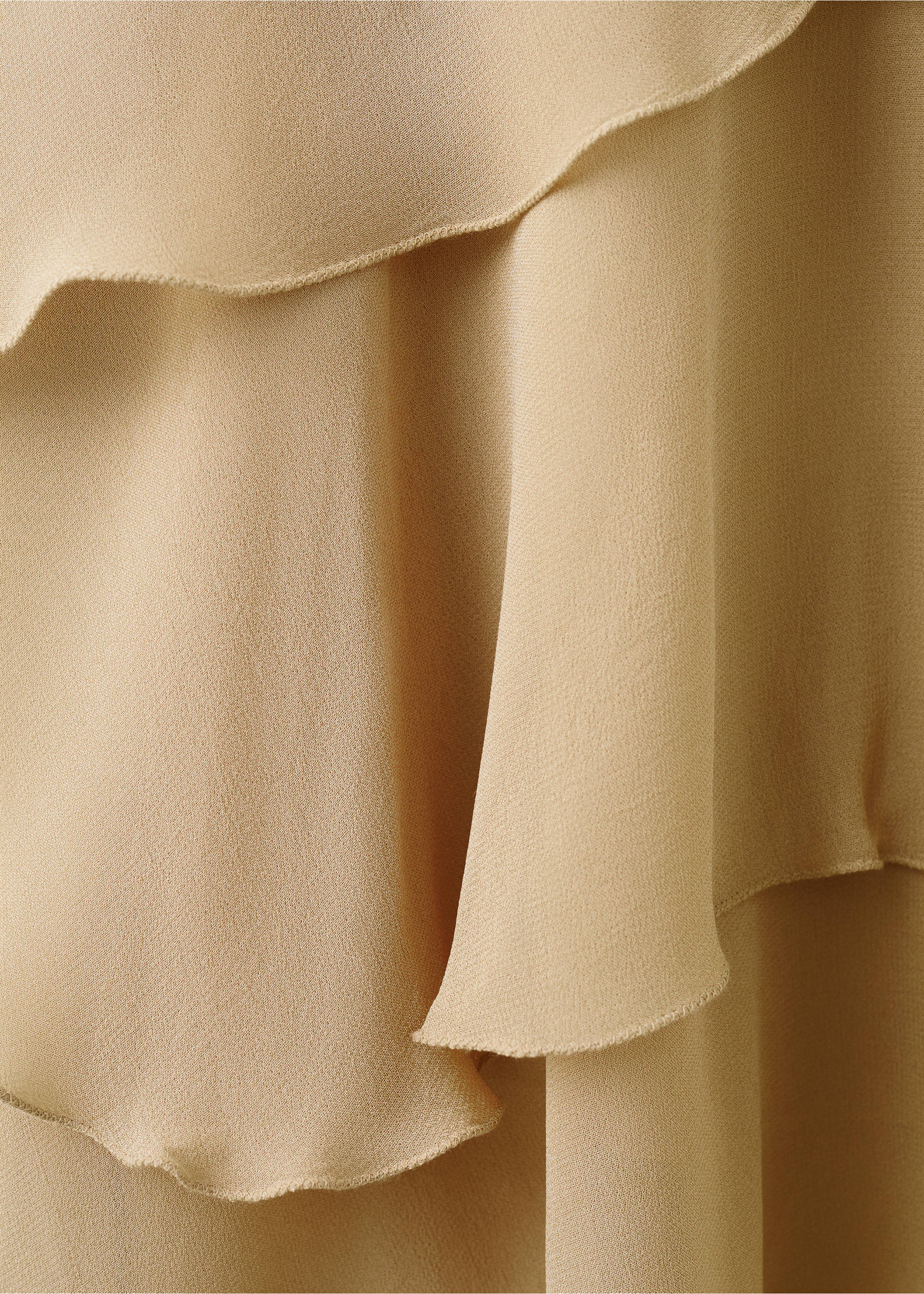Ruffle dress with bead detail - Details of the article 0, Beige. Ref: 37011383-00.