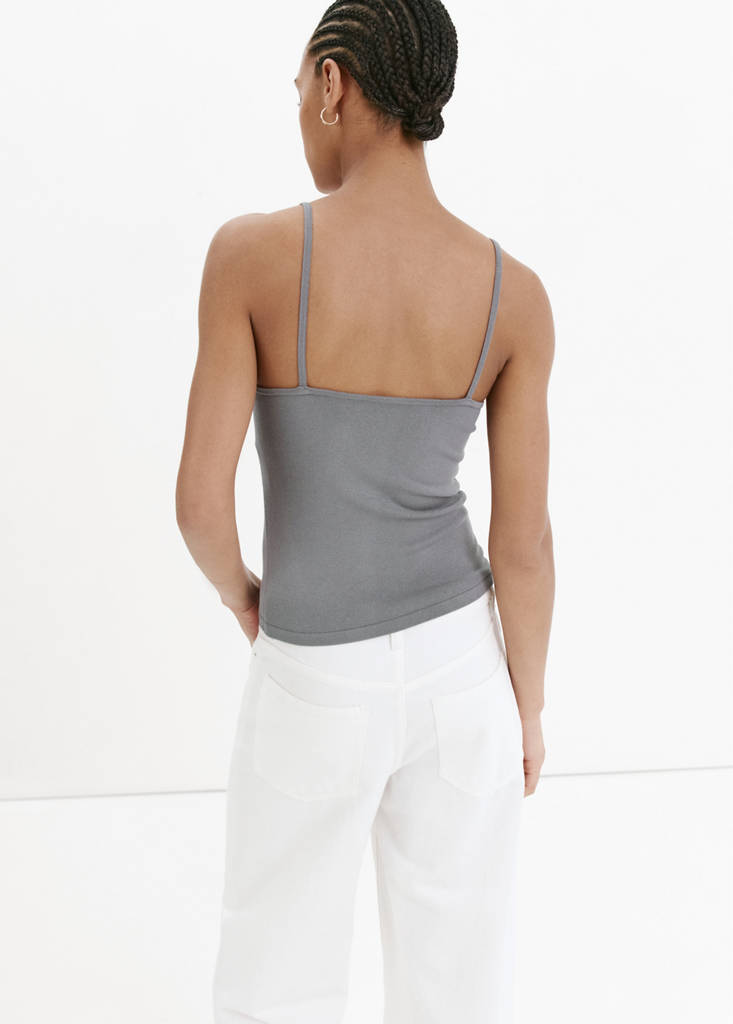 Sparkly top with fine straps — Light Heather Grey