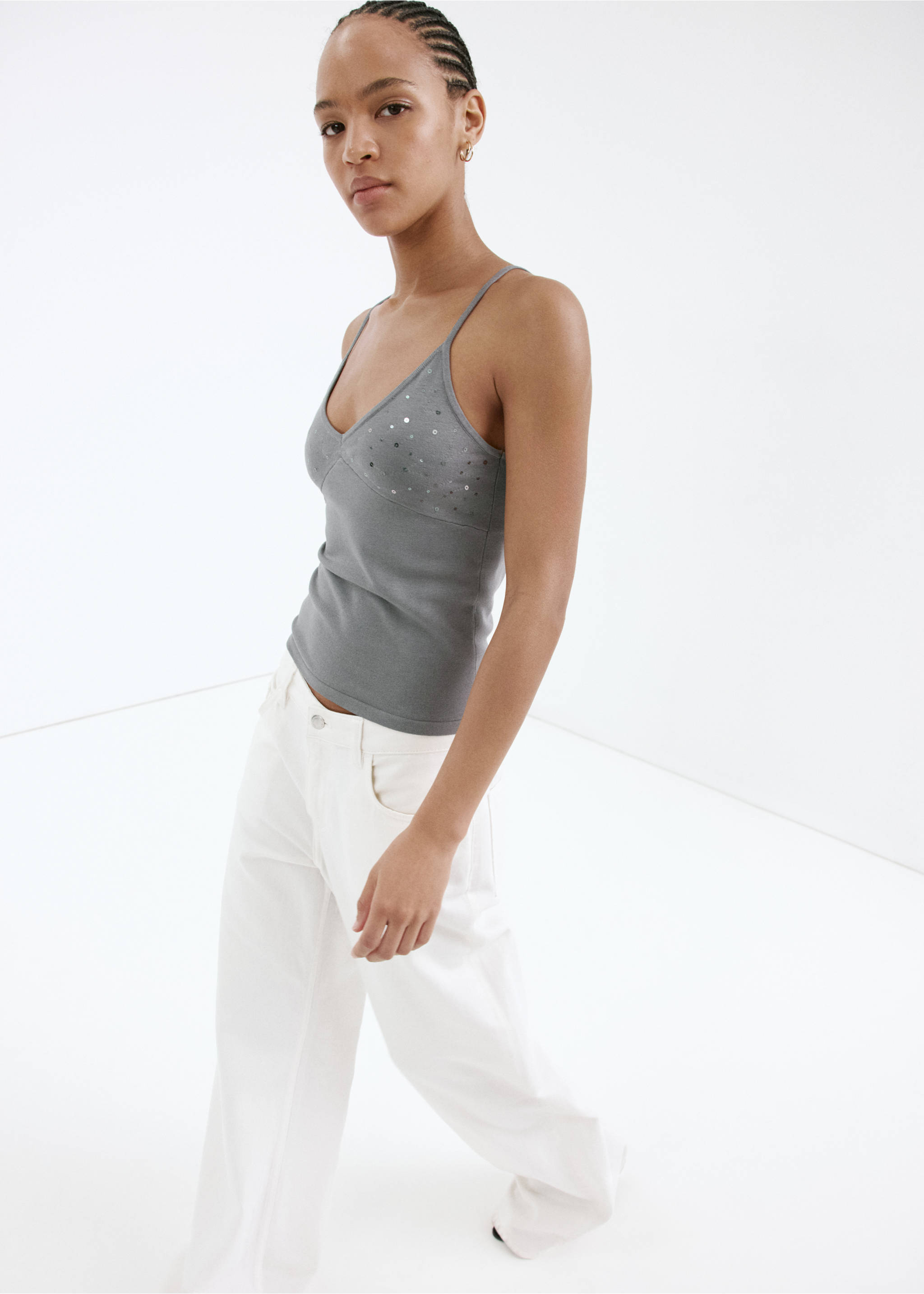 Top brilli - Details of the article 1, Light Heather Grey. Ref: 37011385-00.