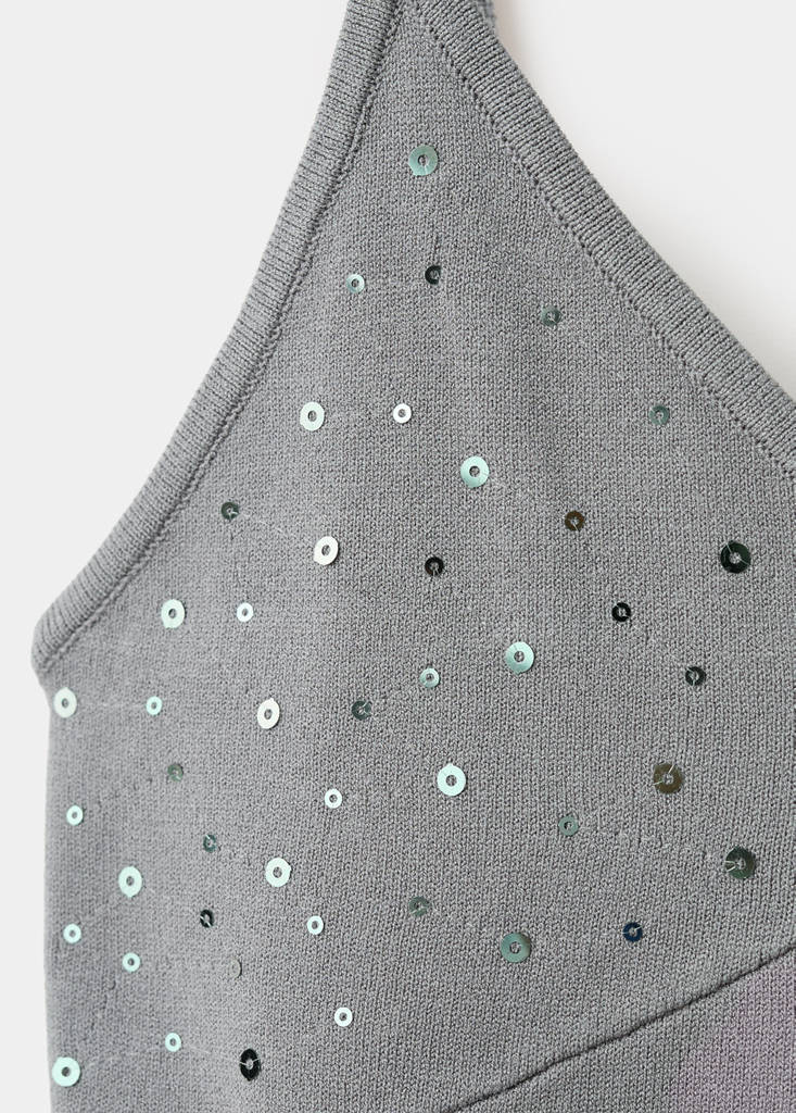 Sparkly top with fine straps — Light Heather Grey