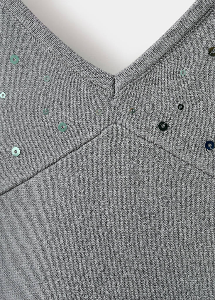 Sparkly top with fine straps — Light Heather Grey