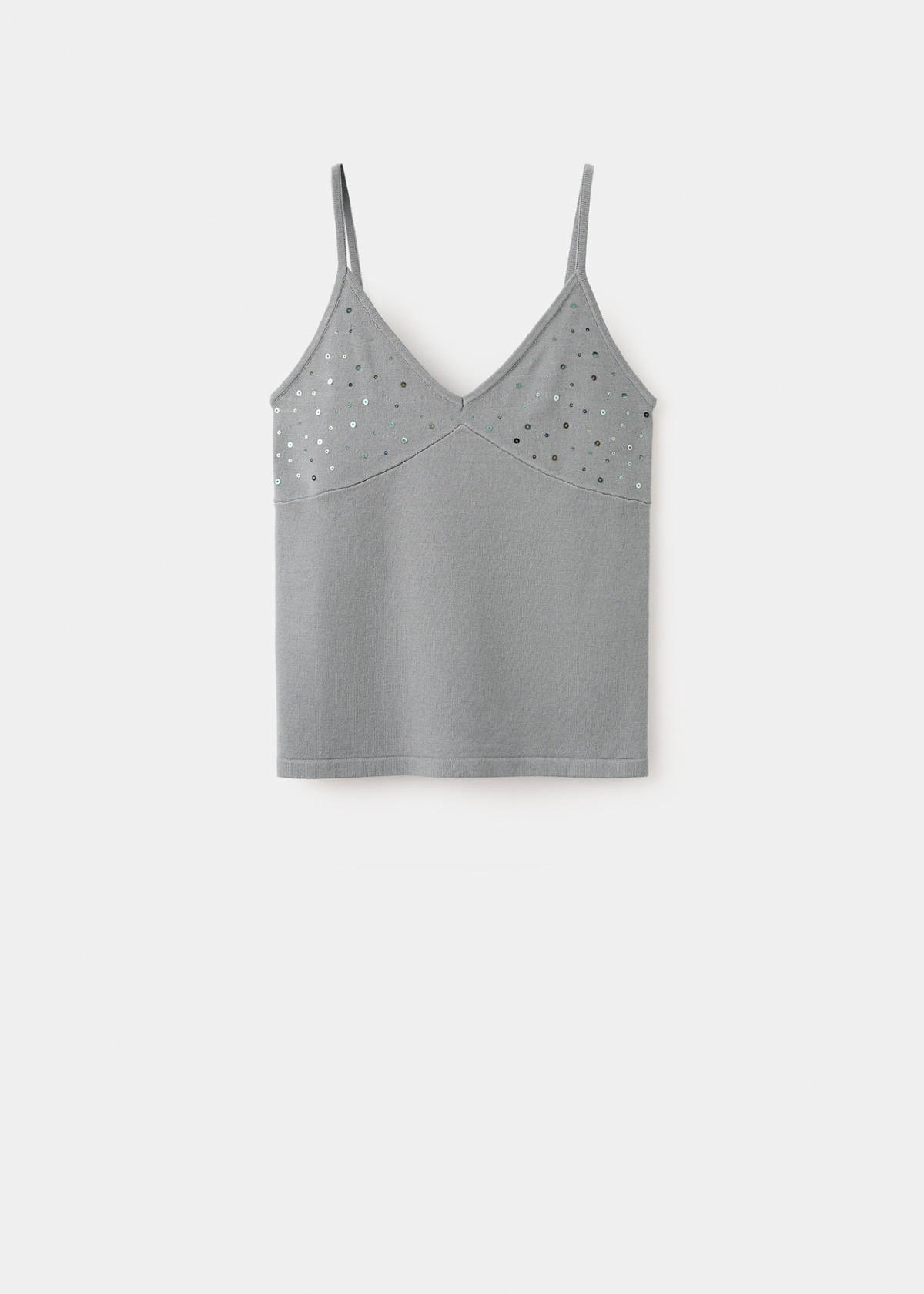 Sparkly top with fine straps — Light Heather Grey