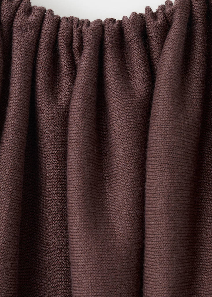 Gathered neck jersey dress — Wine