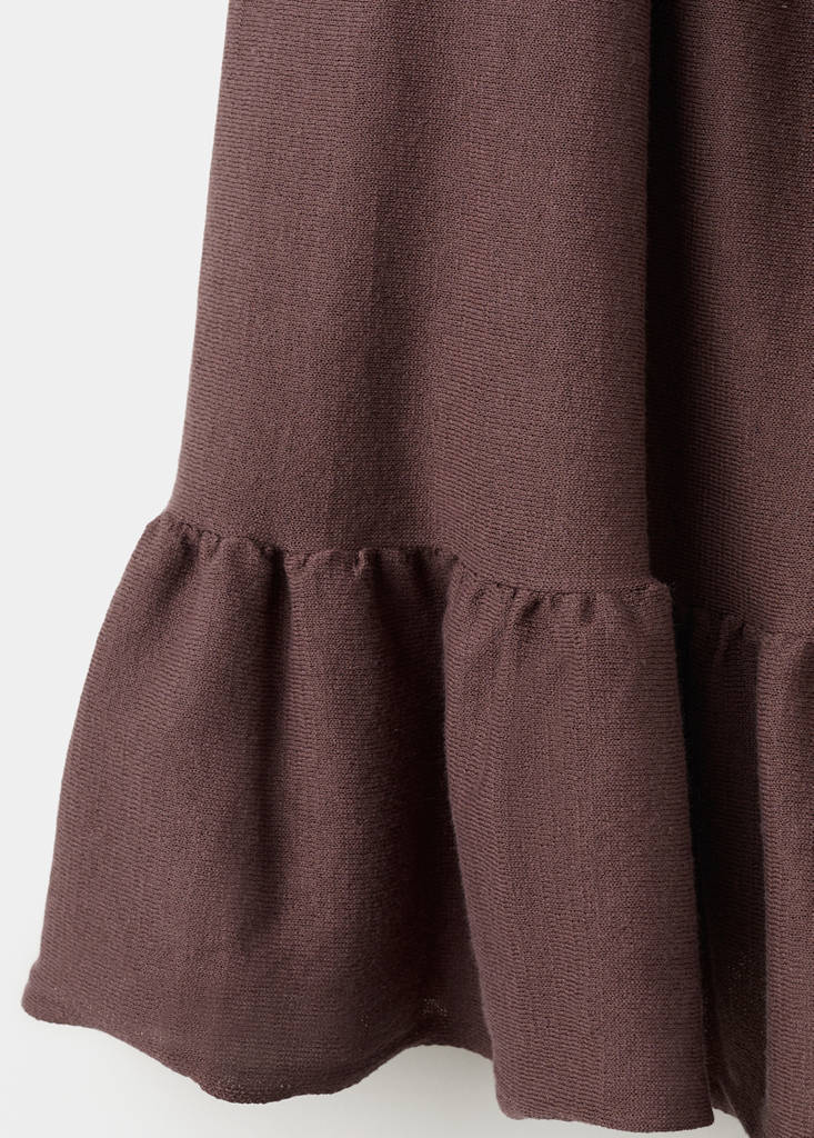 Gathered neck jersey dress — Wine