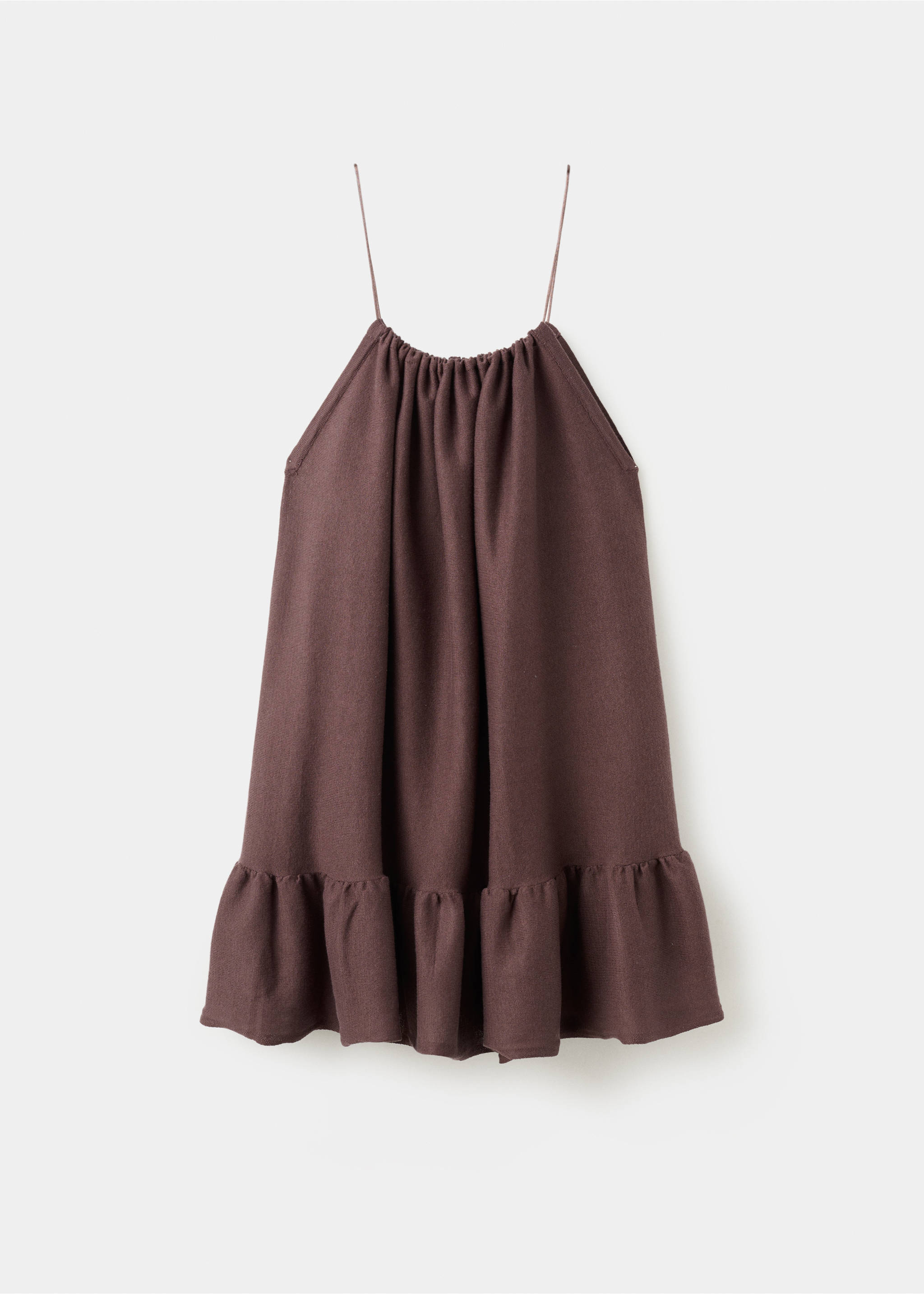 Gathered neck jersey dress - Article without model, Wine. Ref: 37011386-00.
