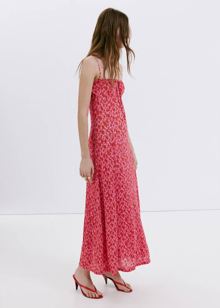 Floral-print pleated dress — Pink