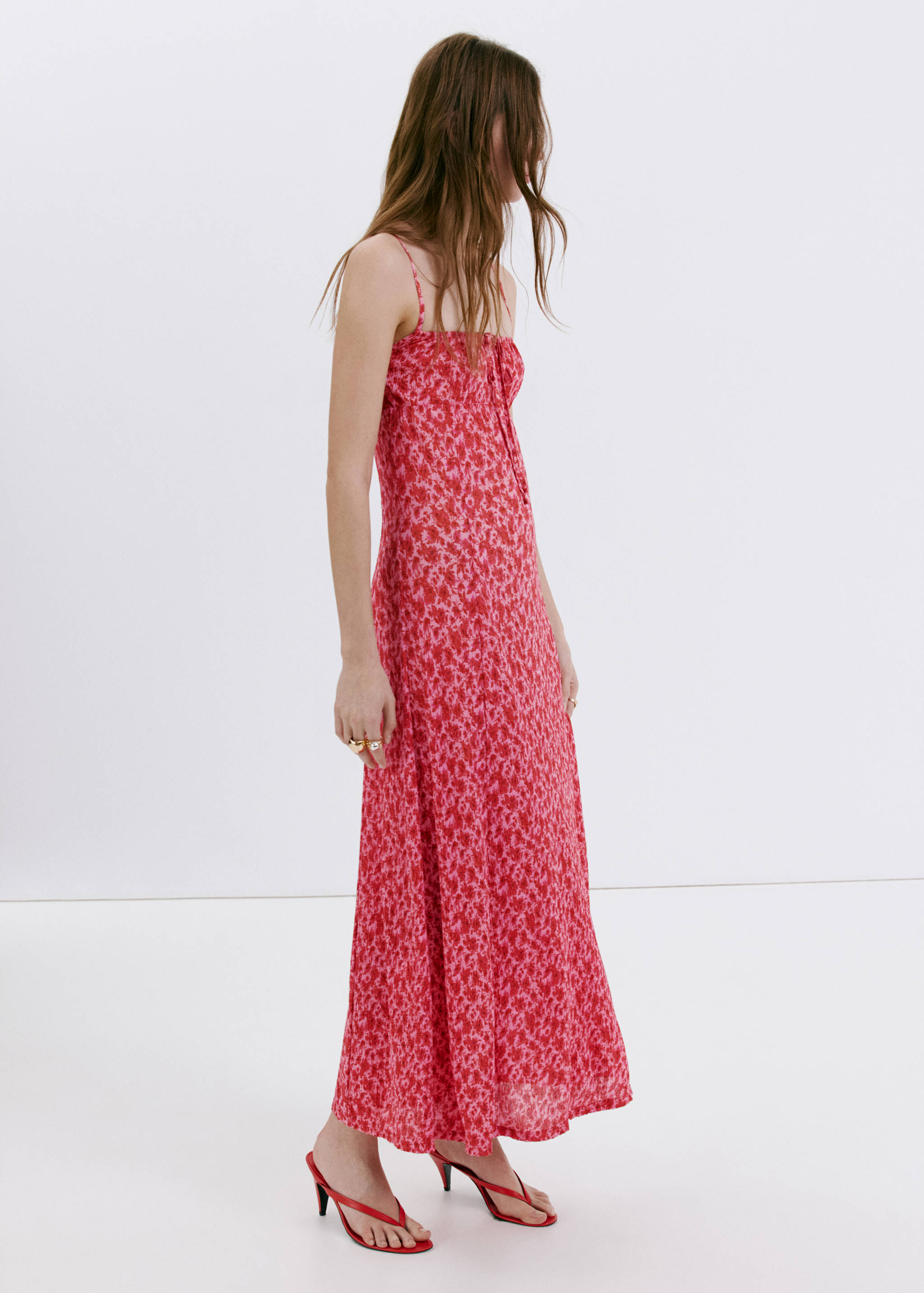 Floral-print pleated dress - General plane