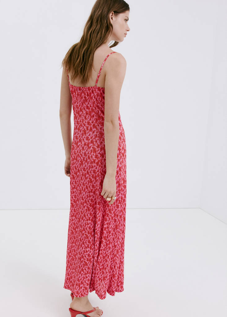 Floral-print pleated dress — Pink