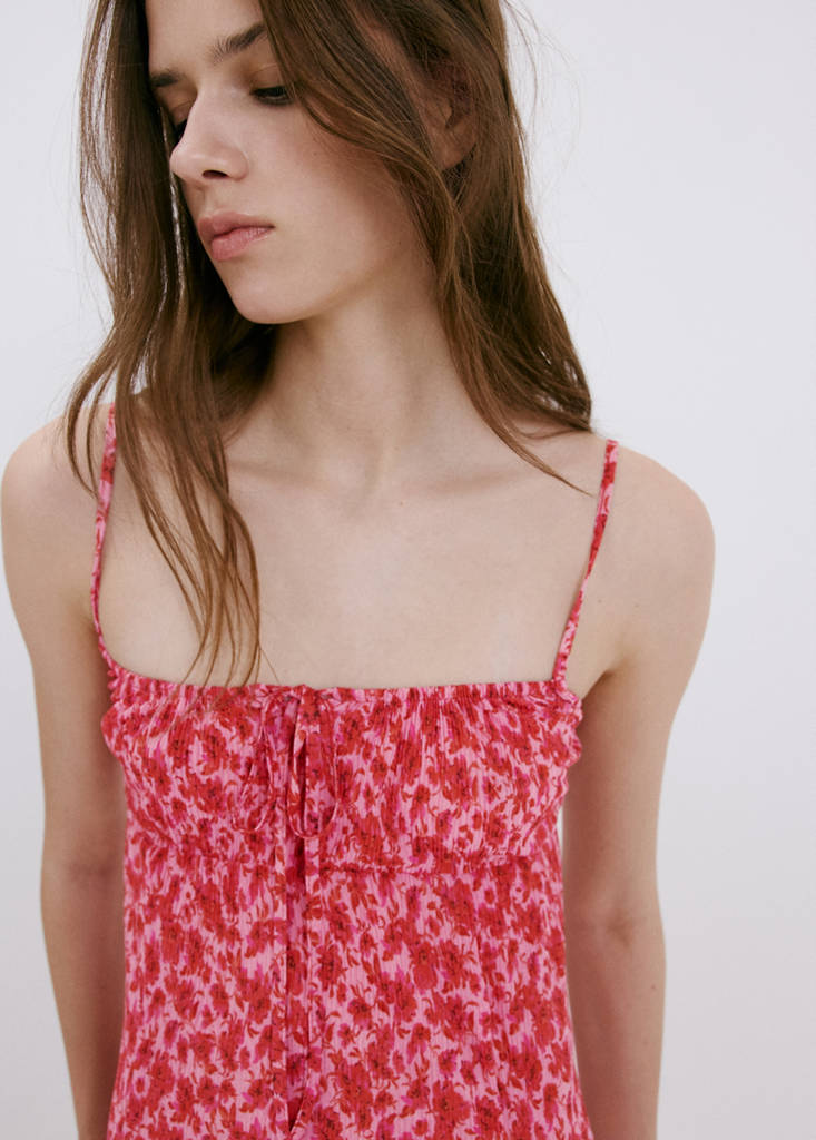 Floral-print pleated dress — Pink