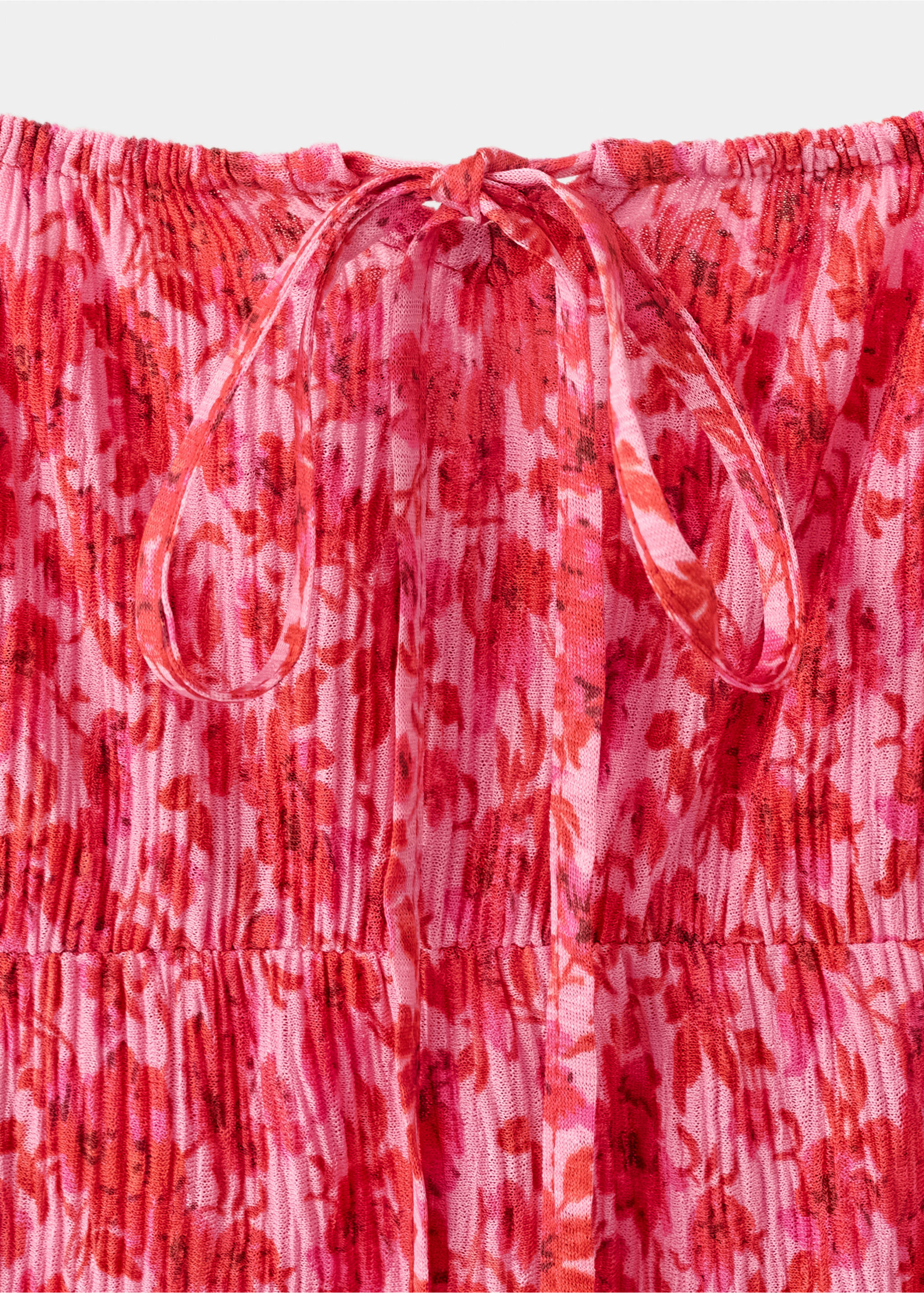 Floral-print pleated dress - Details of the article 8, Pink. Ref: 37011390-00.