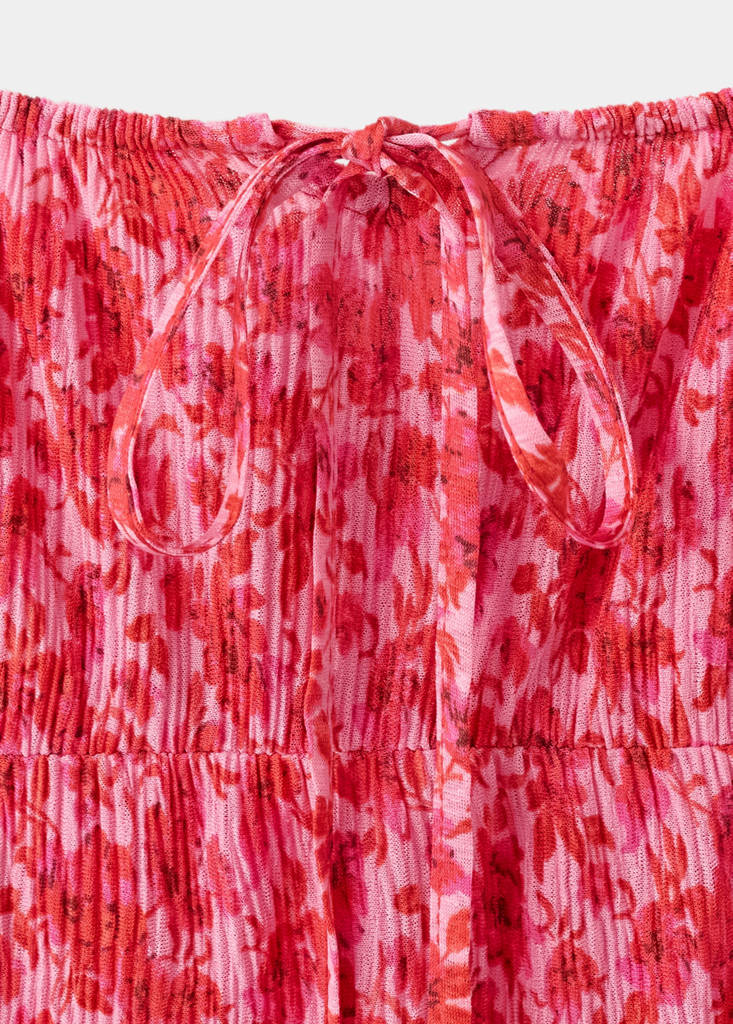 Floral-print pleated dress — Pink