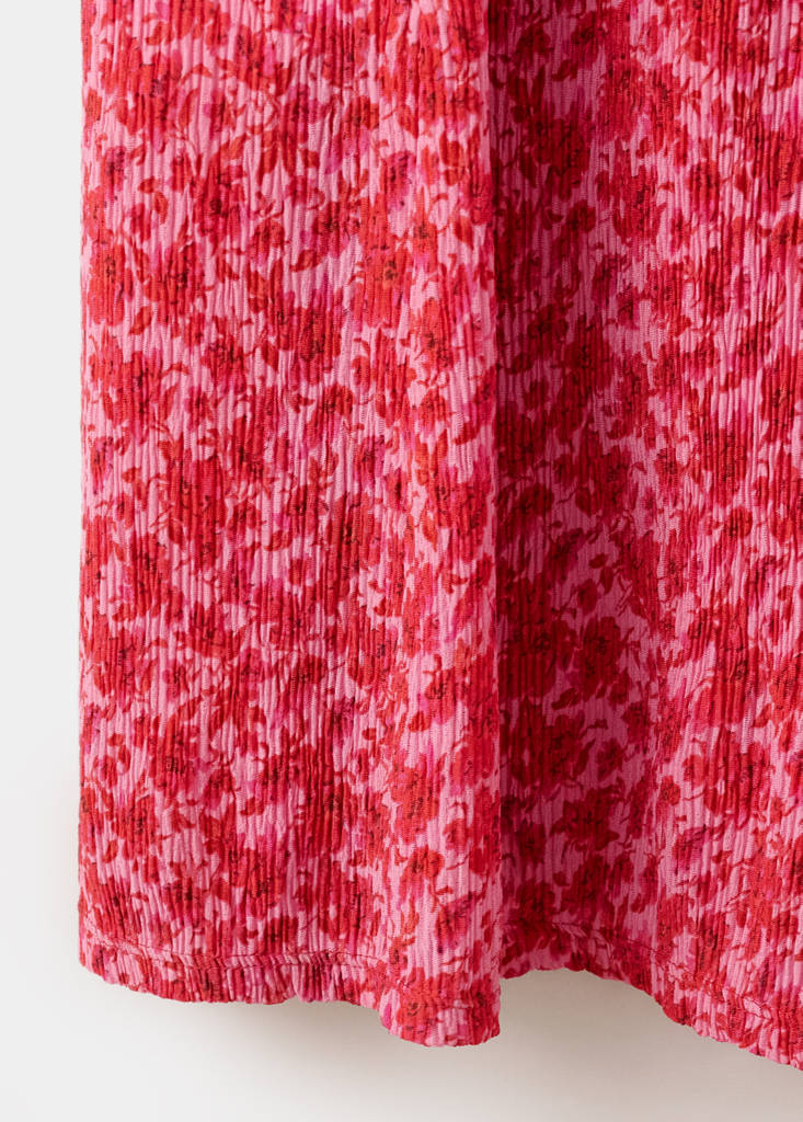 Floral-print pleated dress — Pink