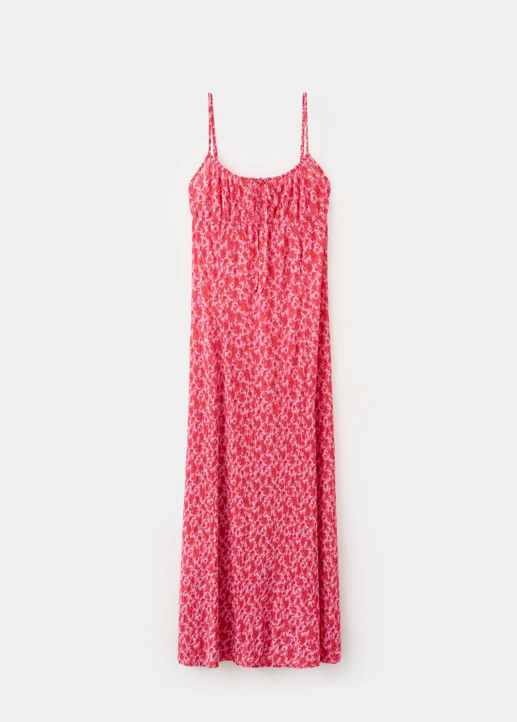 Floral-print pleated dress — Pink