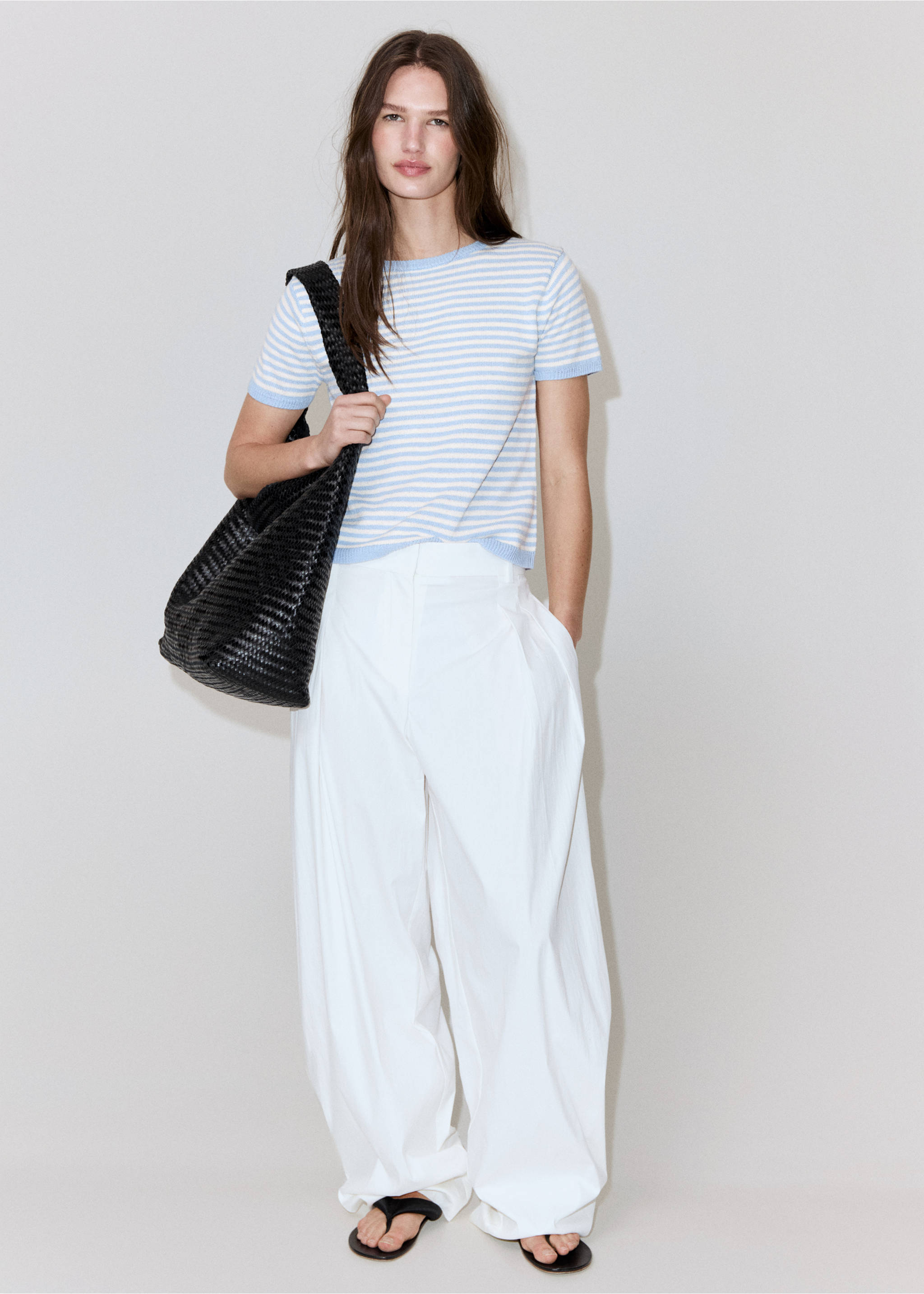 Cotton mix knit sweater - General plane, Sky Blue. Ref: 37011392-00.