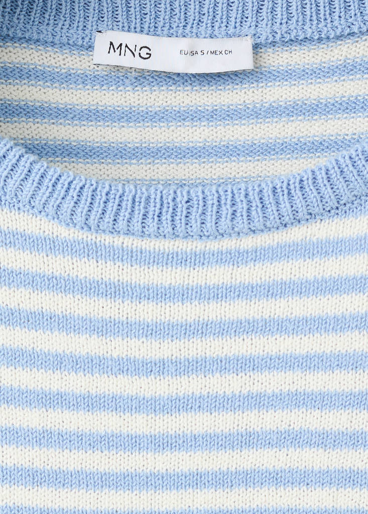 Striped short-sleeved sweater — Sky Blue