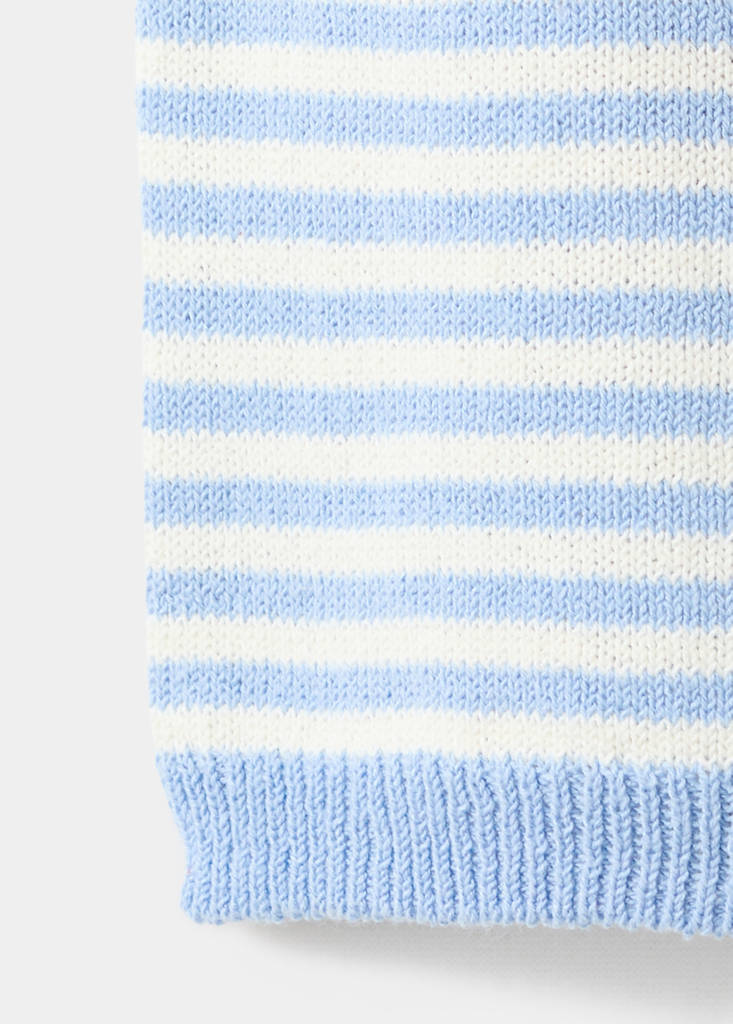 Striped short-sleeved sweater — Sky Blue