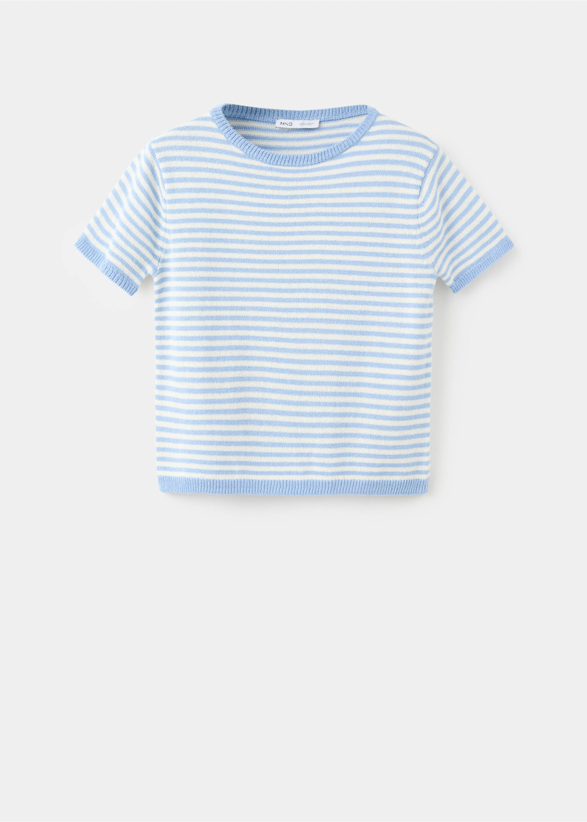 Cotton mix knit sweater - Article without model, Sky Blue. Ref: 37011392-00.