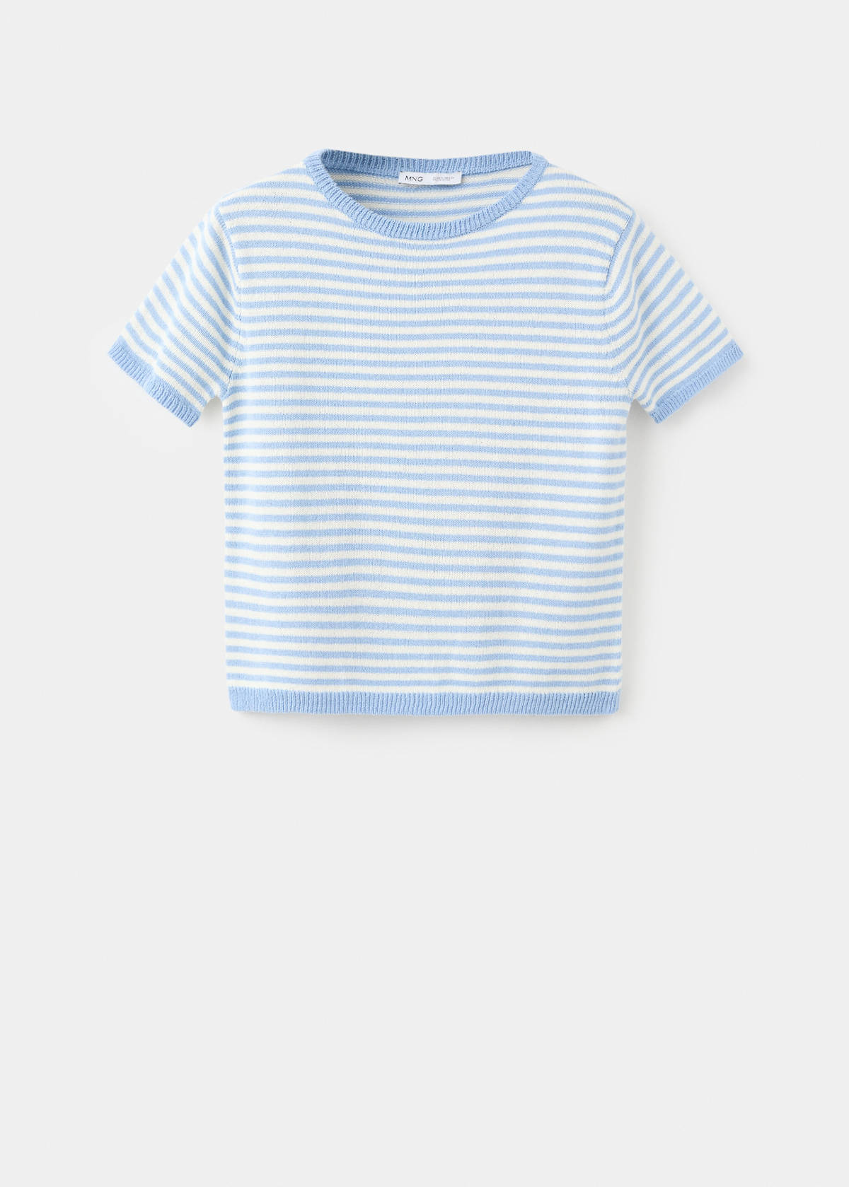 Striped short-sleeved sweater — Sky Blue